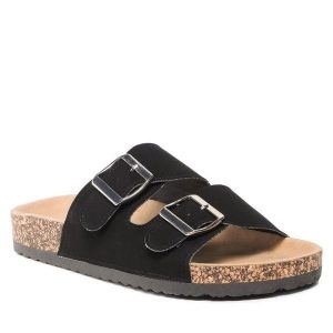 Klapki Jenny Fairy. Czarne klapki Jenny Fairy, bez wzorów, bez obcasa. Za 55,99 zł.