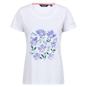 T-Shirt Damski Kwiaty Filandra VIII. Białe t-shirty Regatta, xl, bez wzorów, bez kołnierzyka, bez ramiączek. Za 41,99 zł.