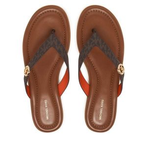 Japonki MICHAEL Michael Kors. Brązowe klapki MICHAEL Michael Kors, bez wzorów, bez obcasa. Za 479,99 zł.