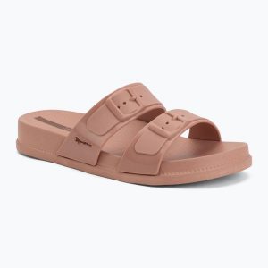 Klapki damskie Ipanema Leme Slide. Czerwone klapki Ipanema, bez wzorów, z materiału, bez obcasa. Za 109,99 zł.