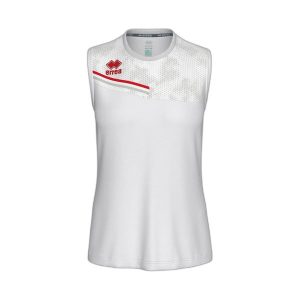 Damski tank top Errea Eloy. Białe topy ERREA, bez wzorów, bez kołnierzyka, bez ramiączek. Za 190,50 zł.