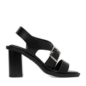 Sandały JENNY. Czarne sandały Jenny, bez wzorów, bez obcasa, na słupku, bez zapięcia. Za 139,99 zł.