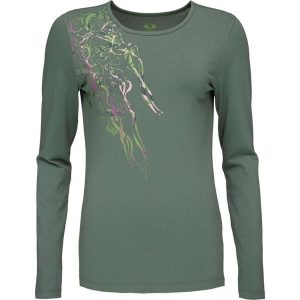 Glemo damska koszulka z długim rękawem – Foggy Blue, nadruk. Czerwone bluzki YB SPORTS, bez wzorów, z bawełny, bez kołnierzyka, bez ramiączek. Za 164,99 zł.