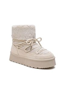 Foreverfolie Botki zimowe w kolorze beżowym rozmiar: 37. Brązowe botki Foreverfolie, na zimę, bez wzorów, z materiału, bez obcasa, na platformie, bez zapięcia. Za 121,99 zł.