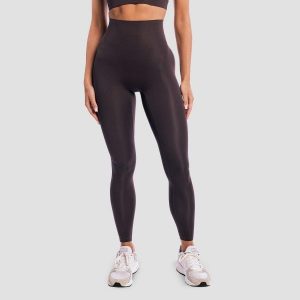 Legginsy damskie fitness z wysoką talią brązowe Aura Tee. Brązowe legginsy GYMBEAM, bez wzorów, z elastanu. Za 127,90 zł.
