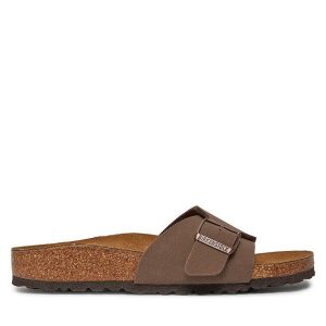 Klapki Birkenstock. Brązowe klapki Birkenstock, bez wzorów, bez obcasa. Za 399,99 zł.