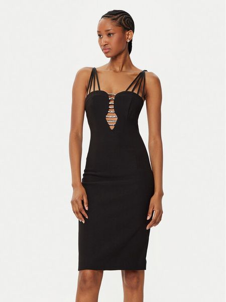 Marciano Guess Sukienka koktajlowa 5RGK72 6869Z Czarny Bodycon Fit. Czarne sukienki Marciano Guess, z aplikacjami, z syntetyku, wizytowe, bez kołnierzyka, bez ramiączek, bodycon. Za 629,99 zł.
