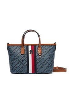 Tommy Hilfiger Torebka Th Monoplay Mini Tote Corp AW0AW19177 Granatowy. Niebieskie shopper bag TOMMY HILFIGER, bez wzorów, ze skóry, bez dodatków. Za 699,99 zł.