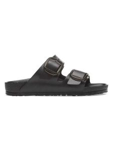 Birkenstock Klapki "Arizona" w kolorze czarnym rozmiar: 38. Czarne klapki Birkenstock, bez wzorów, z otwartym noskiem, bez obcasa. Za 214,70 zł.