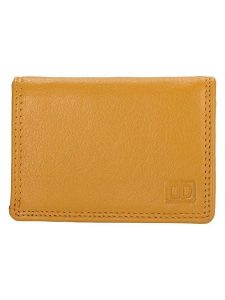 DOUBLE-D Skórzany portfel w kolorze żółtym - 10 x 8 x 2 cm rozmiar: onesize. Żółte portfele DOUBLE D, bez wzorów, z materiału. Za 39,99 zł.