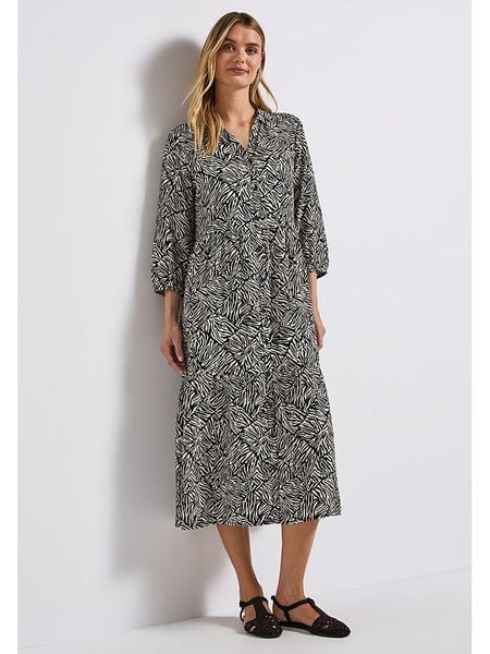 Street One Sukienka w kolorze czarno-białym rozmiar: 34. Białe sukienki Street One, bez wzorów, z wiskozy, street, bez kołnierzyka, bez ramiączek, midi, rozkloszowane. Za 118,84 zł.