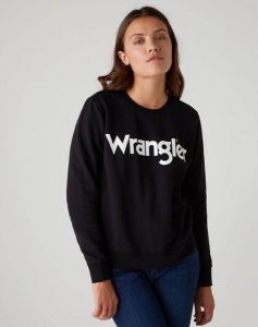 WRANGLER CREW SWEAT DAMSKA BLUZA LOGO BLACK W6Z1HY100 112130855. Czarne bluzy Wrangler, s, bez wzorów, bez kaptura. W wyprzedaży za 29,99 zł.