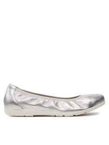 Caprice Baleriny 9-22150-42 Srebrny. Szare balerinki Caprice, bez wzorów, ze skóry, bez obcasa, bez zapięcia. Za 150,99 zł.