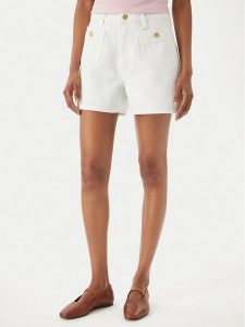 Tommy Hilfiger Szorty jeansowe WW0WW49579 Biały Regular Fit. Białe szorty TOMMY HILFIGER, bez wzorów, z bawełny. Za 409,99 zł.