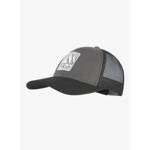 Czapka z daszkiem Rab Dihedral Badge Cap - graphene/beluga. Szare czapki RAB, bez wzorów, sportowe. Za 126,53 zł.