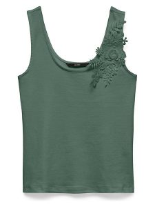Vero Moda Top w kolorze zielonym rozmiar: L. Zielone topy Vero Moda, l, bez wzorów, z bawełny, bez kołnierzyka, bez ramiączek. Za 76,04 zł.