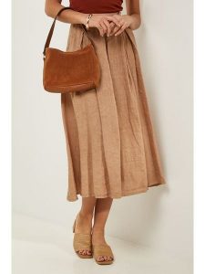 Le Monde du Lin Lniana spódnica w kolorze jasnobrązowym rozmiar: 38/40. Brązowe spódnice Le Monde du Lin, bez wzorów, ze lnu, klasyczne, midi. Za 130,99 zł.