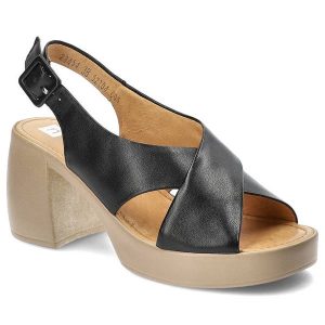 Czarne Sandały Nessi Skórzane Buty Damskie. Czarne sandały Nessi, bez wzorów, z jeansu, bez obcasa, na obcasie, bez zapięcia. Za 319,00 zł.