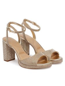 Aldo Sandały Alluring 13918860 Złoty. Żółte buty zimowe ALDO, ze skóry, bez obcasa, na słupku, bez zapięcia. Za 509,99 zł.