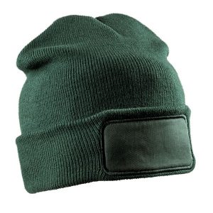 Czapka Unisex Dla Dorosłych Z Podwójną Dzianiną Z Naszywką Drukarki. Czarne czapki RESULT WINTER ESSENTIALS, z aplikacjami, z bawełny. Za 28,99 zł.