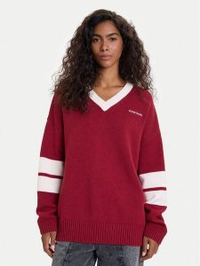 Guess Jeans Sweter 178814 Czerwony Classic Fit. Czerwone swetry klasyczne Guess Jeans, xl, z bawełny, bez kołnierzyka. Za 349,99 zł.