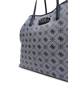 Guess Torebka Neda HWJP96 54240 Granatowy. Niebieskie shopper bag Guess, z aplikacjami, z materiału, bez dodatków. Za 439,99 zł.