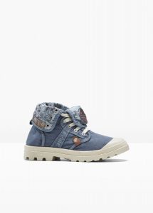 Wysokie sneakersy marki Mustang, z bawełnianego płótna. Szare buty sportowe bonprix, bez wzorów, z bawełny, bez zapięcia. Za 249,99 zł.