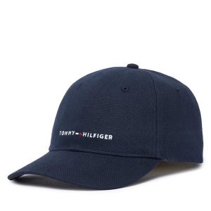Czapka z daszkiem Tommy Hilfiger. Niebieskie czapki TOMMY HILFIGER, bez wzorów. Za 137,99 zł.
