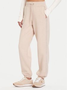 Guess Spodnie dresowe V5BB10 KB681 Beżowy Regular Fit. Brązowe spodnie dresowe Guess, l, z aplikacjami, z bawełny. Za 299,99 zł.