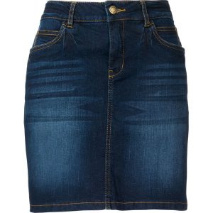 Spódniczka dżinsowa ze stretchem. Niebieskie spódnice bonprix, bez wzorów. Za 77,99 zł.