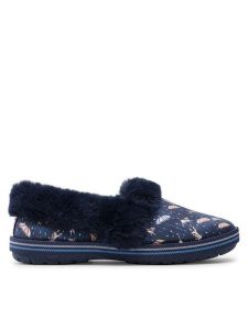 Skechers Kapcie BOBS Movie Night 113486/NVMT Granatowy. Niebieskie kapcie Skechers, bez wzorów, z materiału. Za 199,99 zł.
