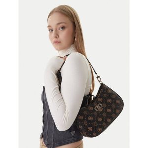 Torebka Guess. Brązowe kuferki Guess, z aplikacjami, bez dodatków. Za 584,99 zł.