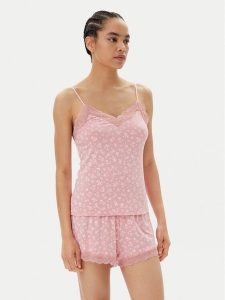 Hunkemöller Piżama 302095 Różowy Regular Fit. Czerwone piżamy Hunkemöller, bez wzorów, z wiskozy, bez ramiączek. Za 99,99 zł.