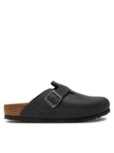 Birkenstock Klapki Boston Bs 0059463 Czarny. Czarne klapki Birkenstock, bez wzorów, ze skóry, bez obcasa. Za 499,00 zł.