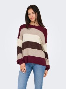 ONLY Sweter w kolorze bordowo-beżowym rozmiar: XL. Brązowe swetry oversize ONLY, xl, bez wzorów, bez ramiączek. Za 114,17 zł.
