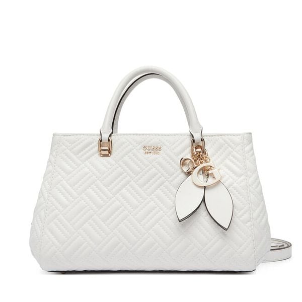 Torebka Guess. Białe kuferki Guess, z aplikacjami, bez dodatków. Za 749,99 zł.