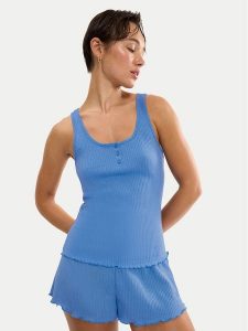 Triumph Top Mix & Match 10227215 Niebieski Regular Fit. Niebieskie topy Triumph, bez wzorów, z bawełny, bez kołnierzyka, bez ramiączek. Za 109,99 zł.