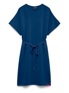 Vero Moda Sukienka w kolorze granatowym rozmiar: M. Niebieskie sukienki Vero Moda, na co dzień, m, bez wzorów, z tkaniny, bez kołnierzyka, bez ramiączek, mini, proste. Za 144,95 zł.
