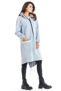 Ciepła długa bluza damska jak parka bawełna premium szara. Szare bluzy Infinite You, l, bez wzorów, z bawełny, z kapturem. Za 319,00 zł.