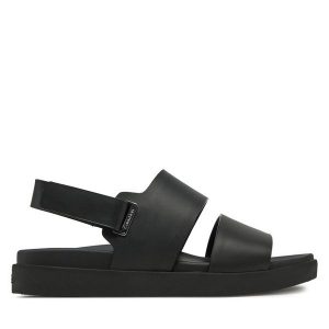 Sandały Calvin Klein. Czarne sandały Calvin Klein, bez wzorów, bez obcasa, na płaskiej podeszwie, bez zapięcia. Za 309,99 zł.