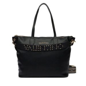 Torebka Valentino. Czarne shopper bag Valentino, bez wzorów, bez dodatków. Za 719,99 zł.