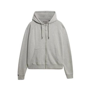 Damska bluza z kapturem zapinana na zamek Superdry Studios Relaxed. Szare bluzy Superdry, bez wzorów, z kapturem. Za 348,85 zł.