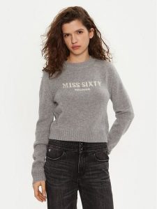 Miss Sixty Sweter 6L4RJ4360000 Szary Regular Fit. Szare swetry klasyczne Miss Sixty, l, z wełny, bez kołnierzyka. Za 579,99 zł.