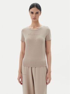 EA7 Emporio Armani T-Shirt 7W000274 AF12945 U6155 Beżowy Slim Fit. Brązowe t-shirty EA7 Emporio Armani, m, bez wzorów, z syntetyku, bez kołnierzyka, bez ramiączek. Za 259,99 zł.