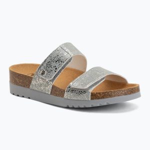 Klapki damskie Scholl Lusaka 2.0 Med. Niebieskie klapki Scholl, bez wzorów, ze skóry, bez obcasa. Za 289,99 zł.