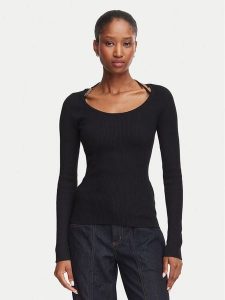 Guess Sweter W6YR22 Z0966 Czarny Slim Fit. Czarne swetry klasyczne Guess, m, z wiskozy, bez kołnierzyka. Za 394,99 zł.