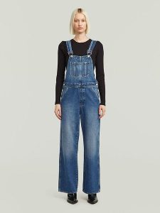 G-Star Ogrodniczki dżinsowe w kolorze niebieskim rozmiar: M. Niebieskie kombinezony G-Star, m, bez wzorów, z bawełny, retro, bez kołnierzyka, bez ramiączek. Za 297,97 zł.