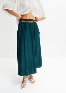 Spódnica maxi z lejącej się wiskozy (zestaw 2-cz.). Zielone spódnice bonprix, bez wzorów, z wiskozy, maxi. Za 122,99 zł.