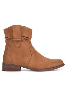 Clara Barson Kowbojki WS23280-01 Brązowy. Brązowe botki Clara Barson, bez wzorów, z materiału, bez obcasa, na płaskiej podeszwie, bez zapięcia. Za 149,99 zł.