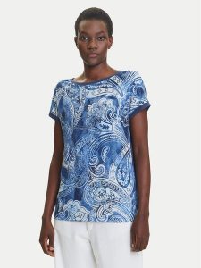 Olsen T-Shirt 11105117 Niebieski Regular Fit. Niebieskie t-shirty Olsen, bez wzorów, z bawełny, bez kołnierzyka, bez ramiączek. Za 229,99 zł.